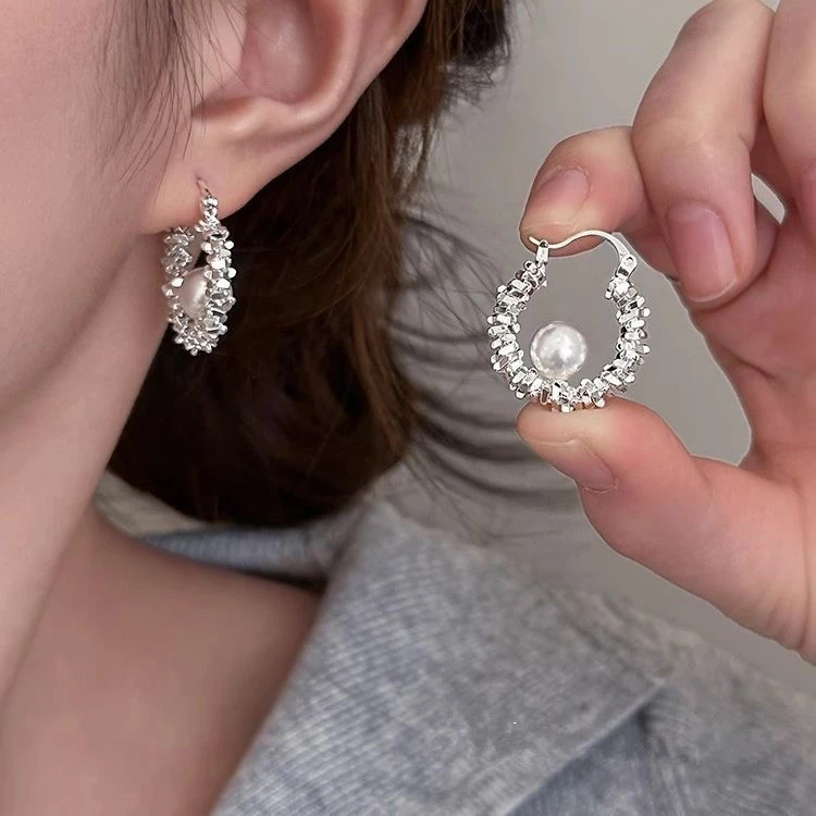 925银针珍珠耳饰 【180号】小众设计感碎银珍珠耳圈百搭气质耳环