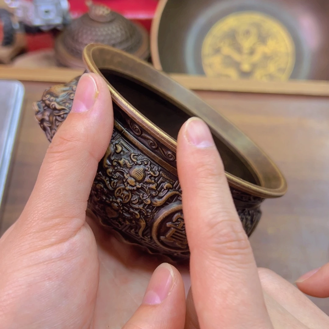 原矿风磨铜金蟾聚宝盆