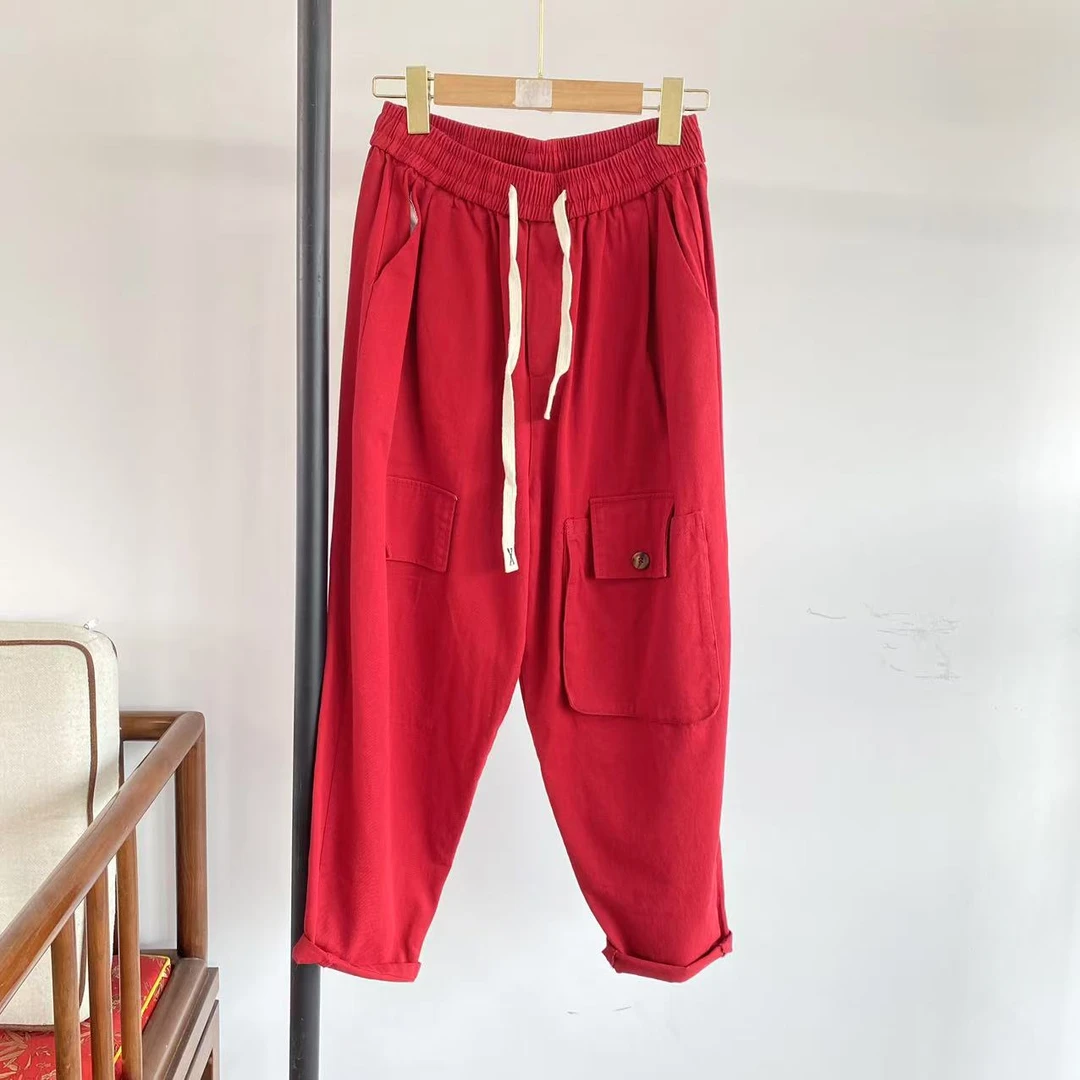 夏季潮流百搭棉时尚显瘦宽松薄款工装休闲裤6382 腰70臀116长93