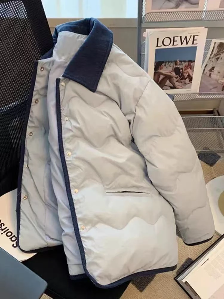 818新款棉服外套女小香风宽松短款棉袄冬季翻领加厚棉衣女