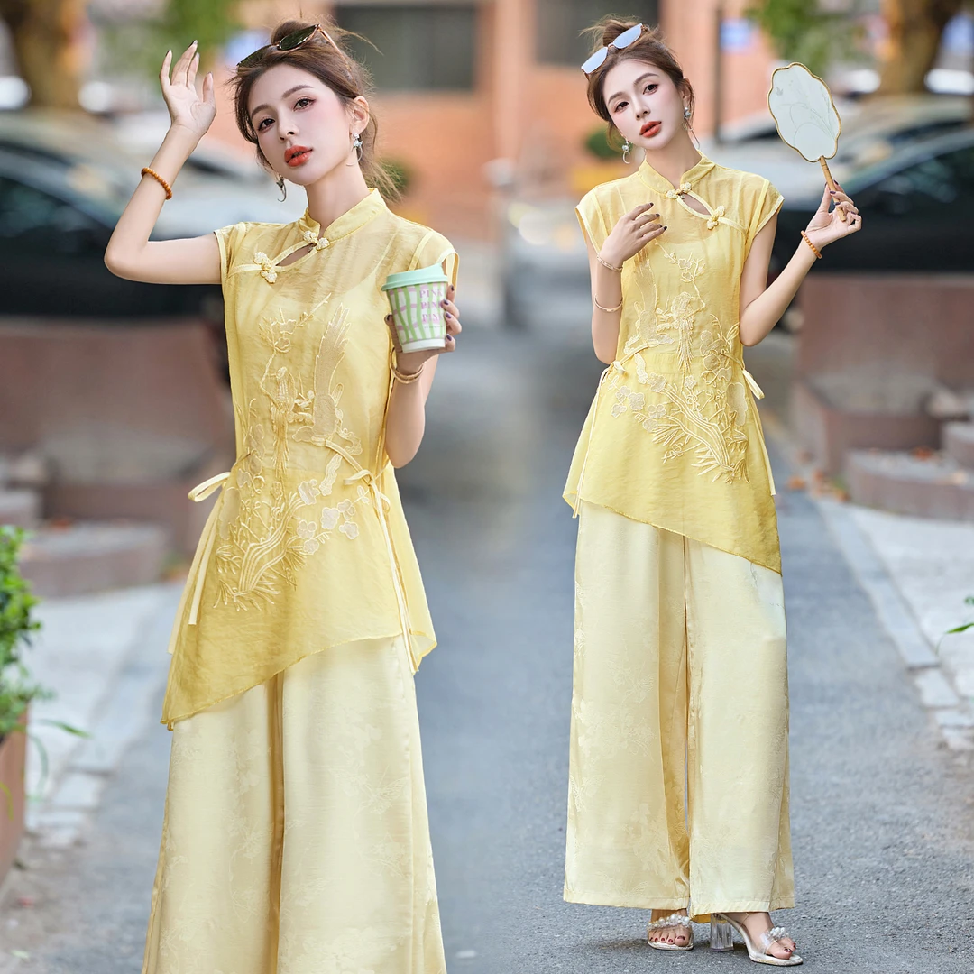 休闲风新中式通勤静奢风2025两件套装女装连衣裙女民族风夏季气质