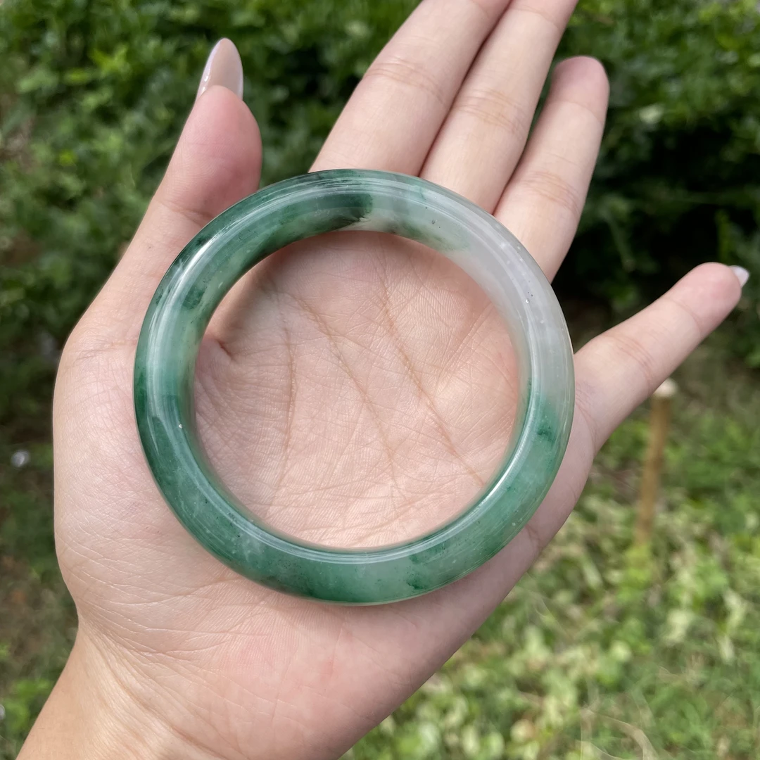【就在南阳】非洲翠天然石英岩玉手镯有裂棉瑕疵多样性发其一T3-023