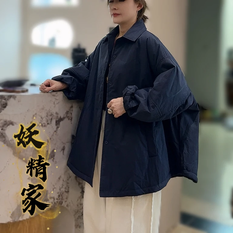 90027【妖精家】新款韩版高端休闲宽松夹棉女士衬衫款棉衣