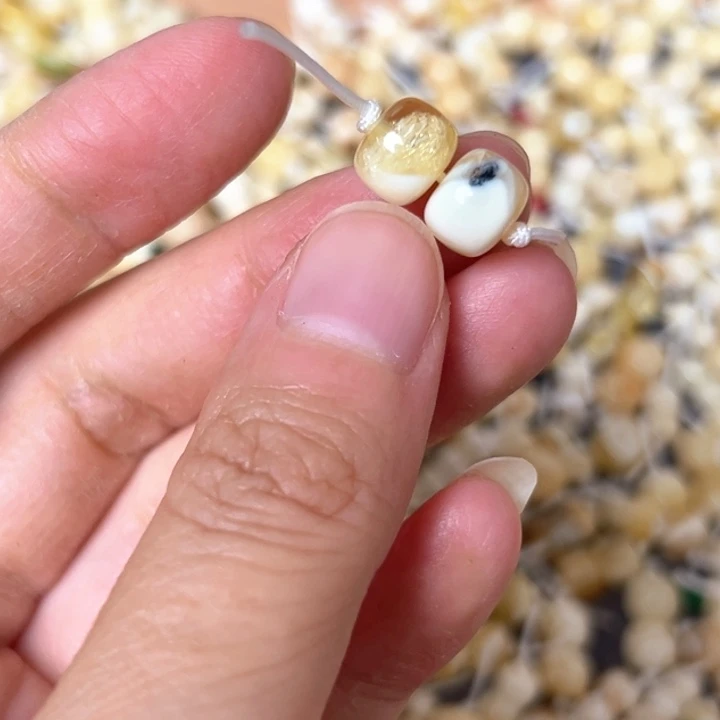 蜜蜡未镶嵌裸石8.5mm一对