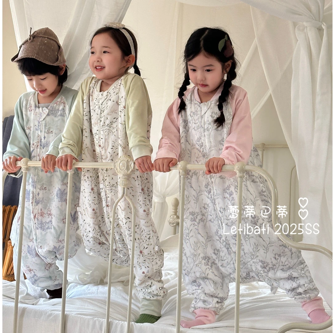 【睡袋】连体纱布儿童长袖分体拉链四季款睡袋