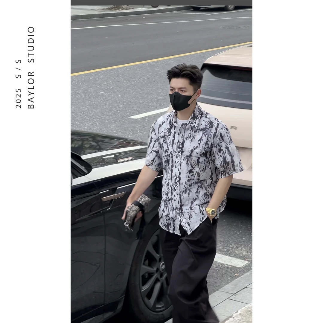 25夏季顶奢系列 老钱风 高级感印花设计感 质感男士薄款短袖衬衫