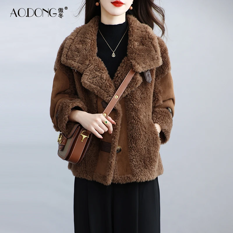 海宁颗粒绒皮草外套女短款羊剪绒减龄休闲时尚保暖羊羔毛大衣冬季