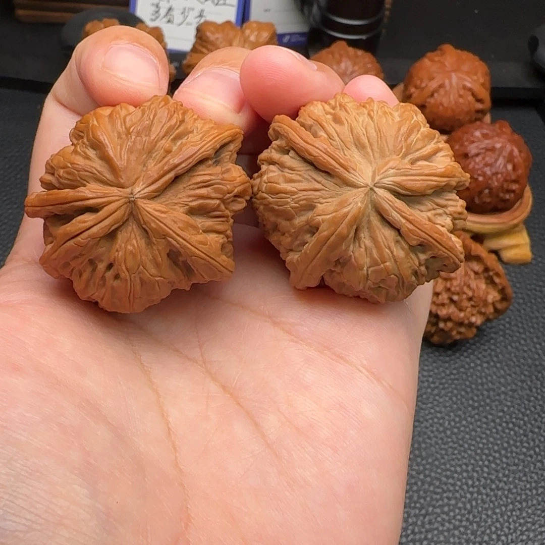 把件文玩核桃白狮子四棱全品40