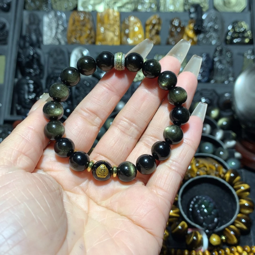 未镶嵌黑曜岩手链九*