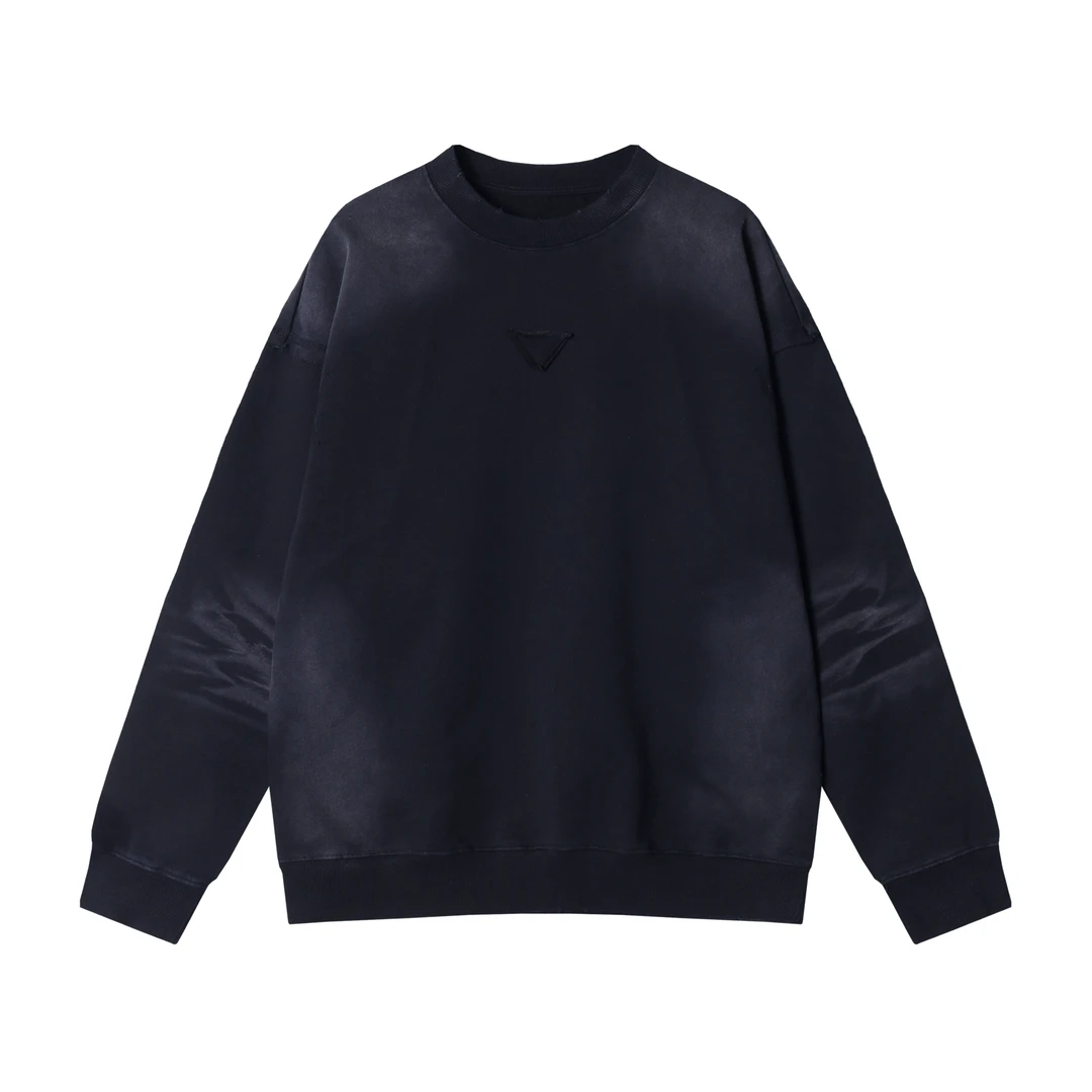 秋冬季新款时尚个性韩系晕染倒三角圆领卫衣百搭情侣套头上衣