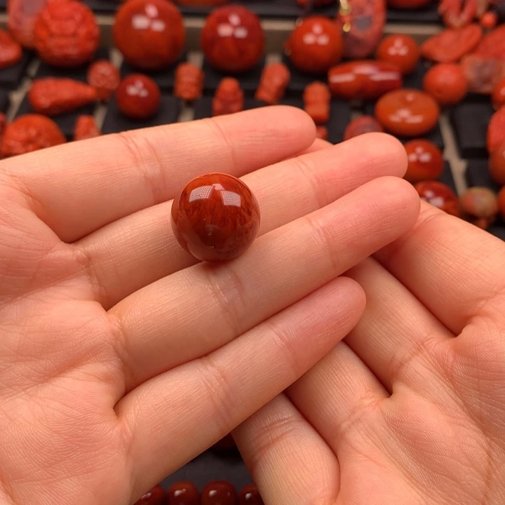 南红玛瑙未镶嵌火焰纹圆珠单珠17.3MM