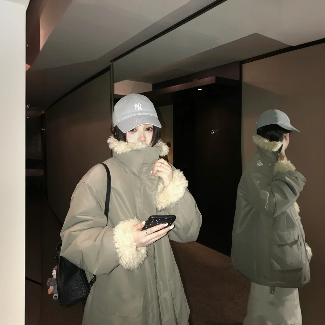 对标yb 高品质版 露思同款加厚内里毛绒拼接派克保暖冲锋衣女外套