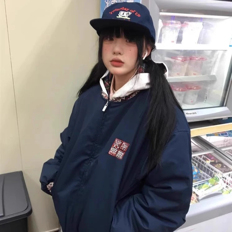 冬季新款设计感宽松拼接棉服男女情侣休闲夹克棒球服加厚夹棉外套