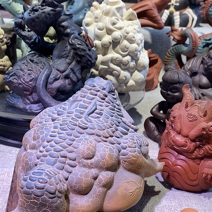 泥塑半*桃紫砂艺术金蟾茶宠