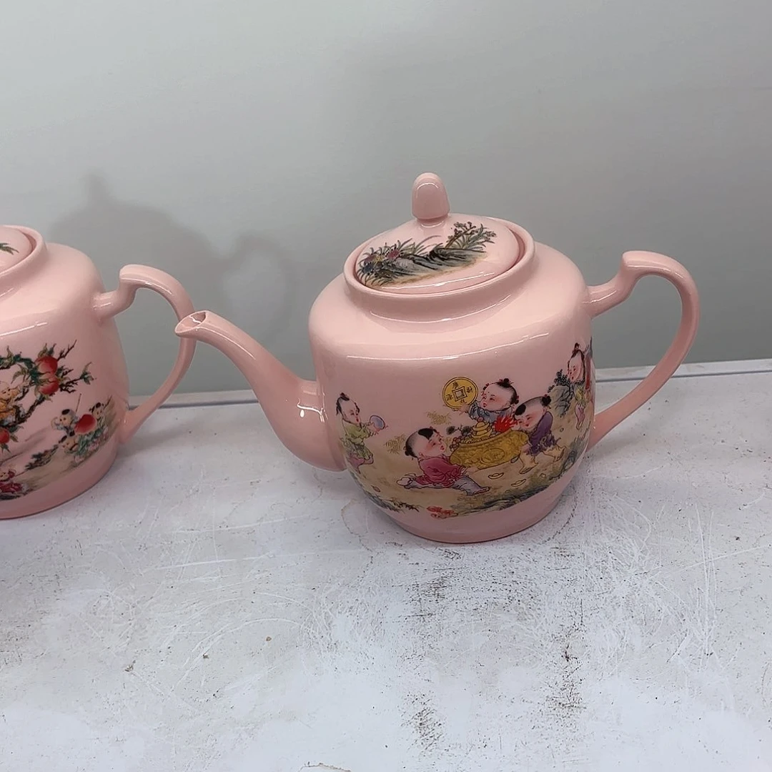 壶陶瓷招财进宝两斤侧把壶红稀稀