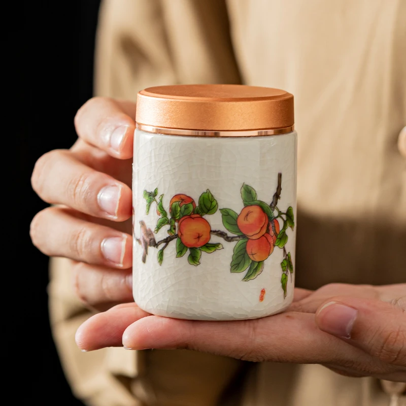 哥窑便携小号一泡茶叶罐陶瓷迷你密封小存茶罐茶叶盒茶叶包装空罐