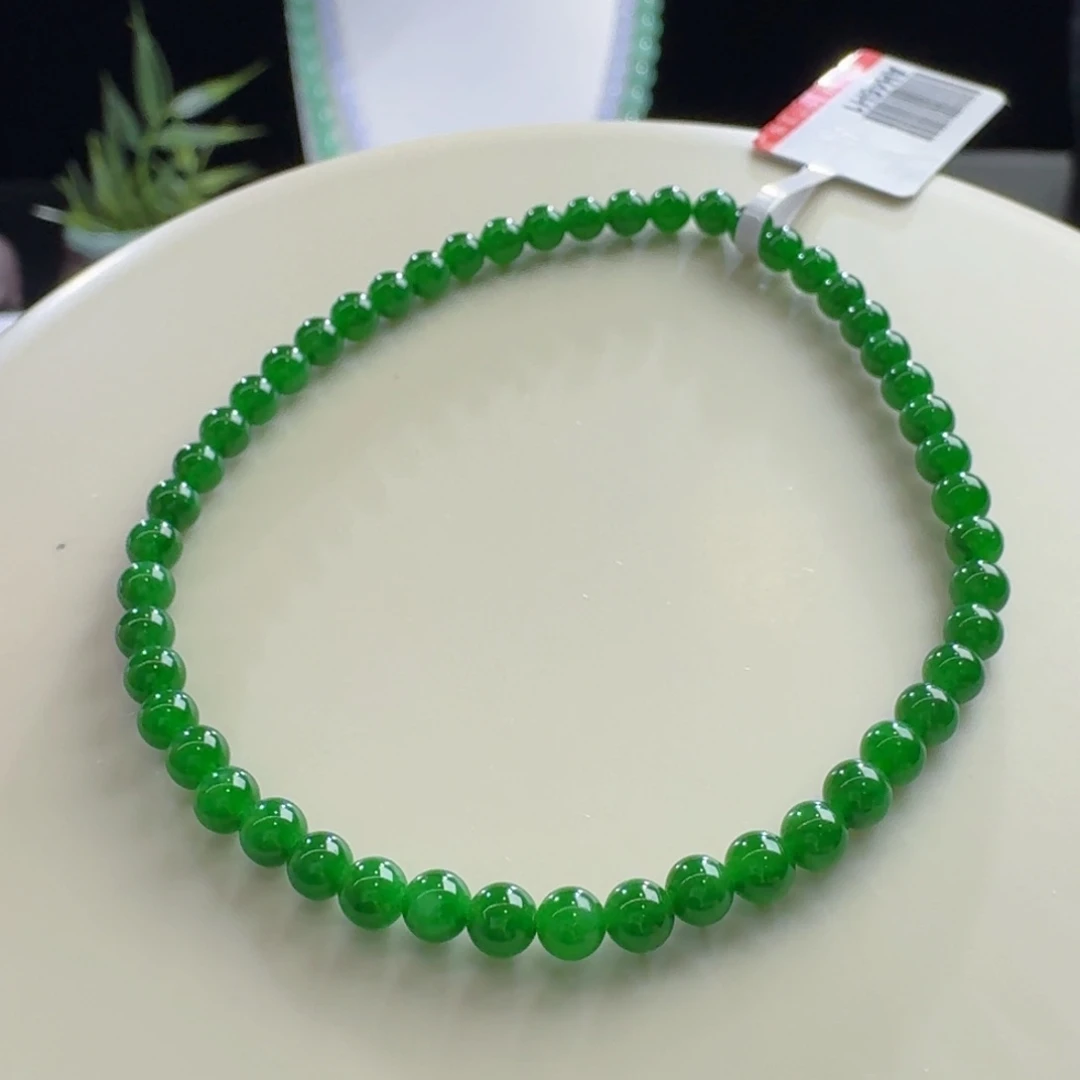 未镶嵌手链翡翠必收系列！力推！冰满色辣绿单圈卡3.6