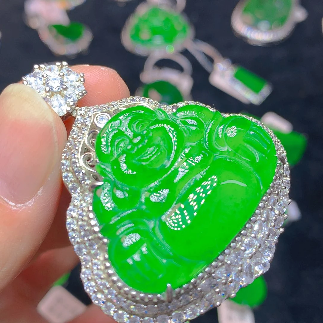 颈饰银S925镶嵌翡翠