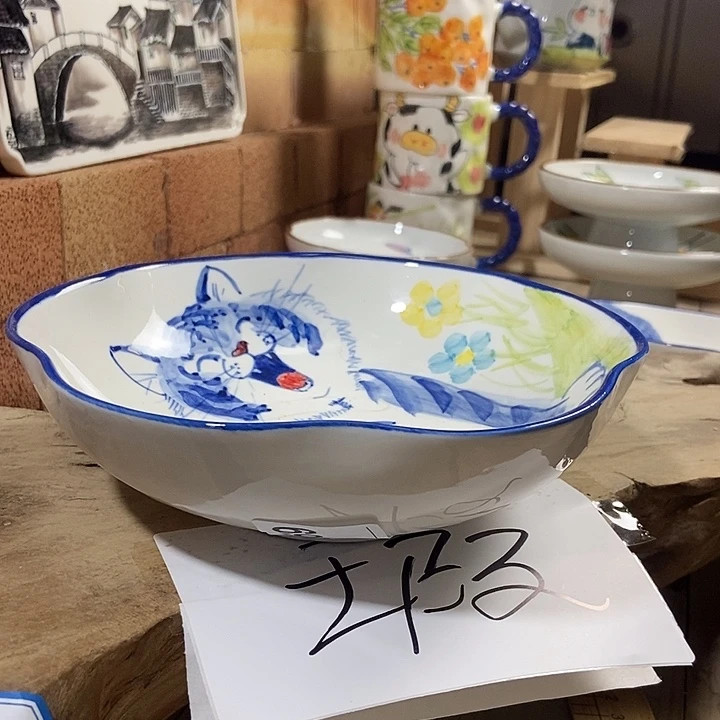 糖***碗景德镇手绘高温釉下彩