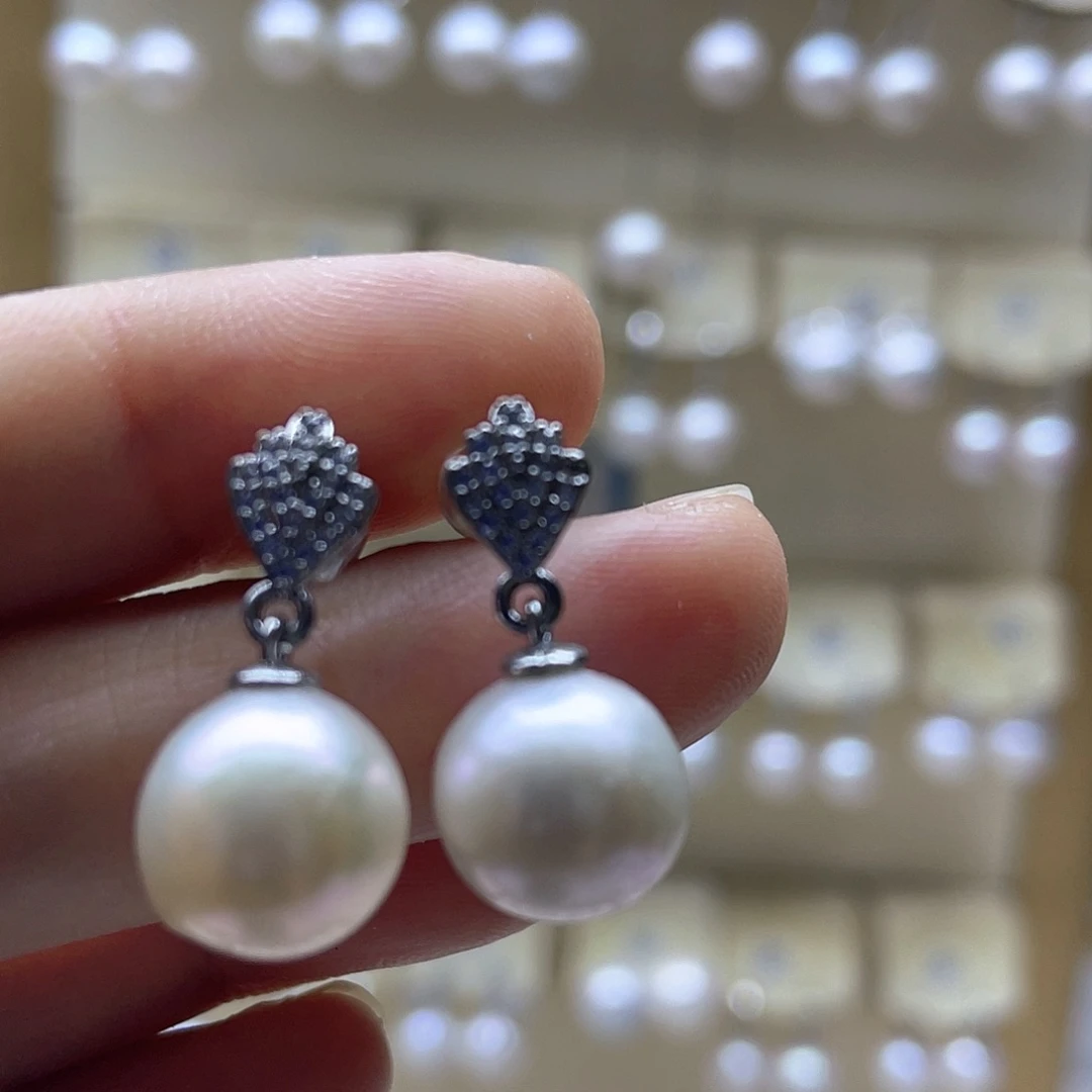 银S925镶嵌淡水珍珠耳饰