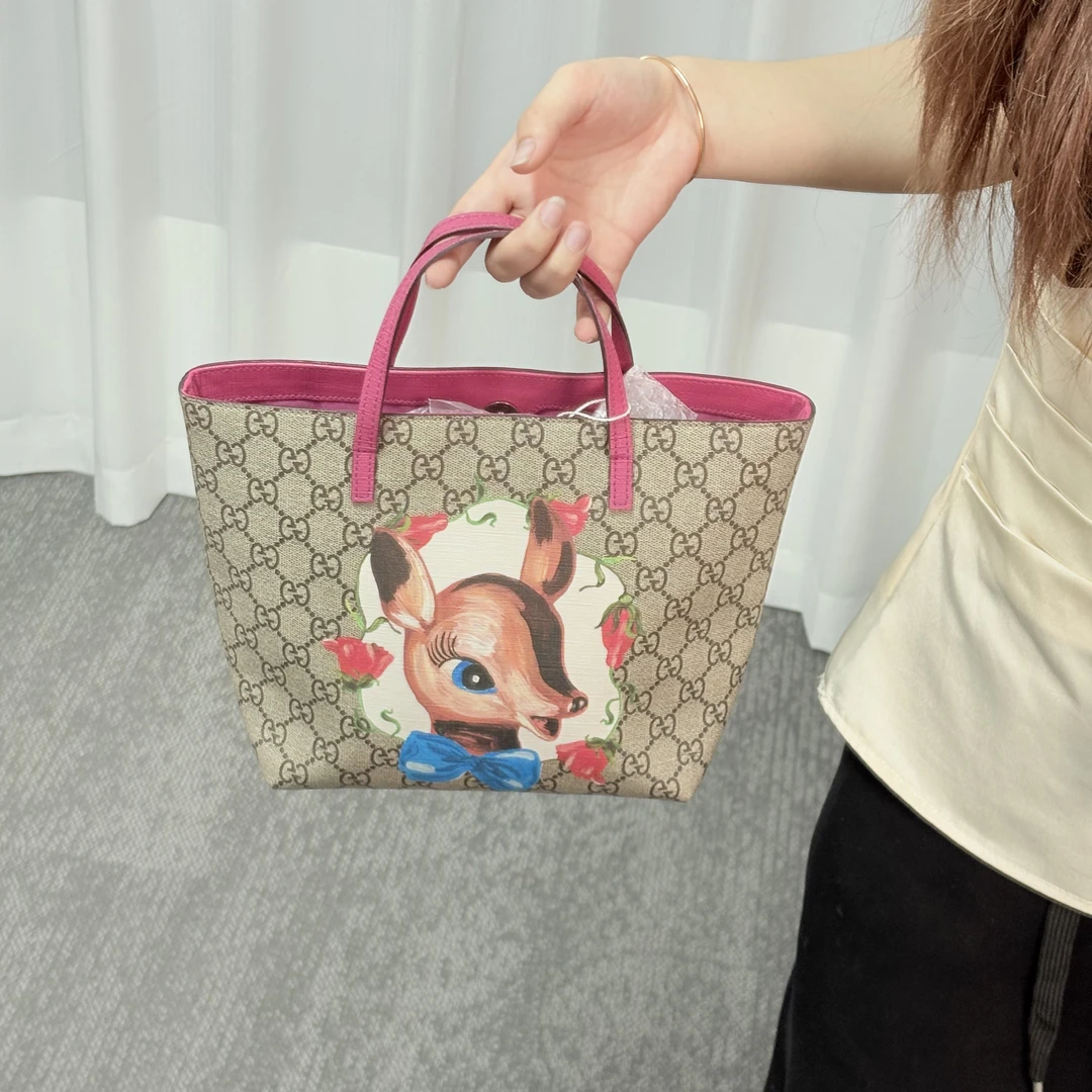 95新 GUCCI/古驰 小鹿斑比图案手提包sw