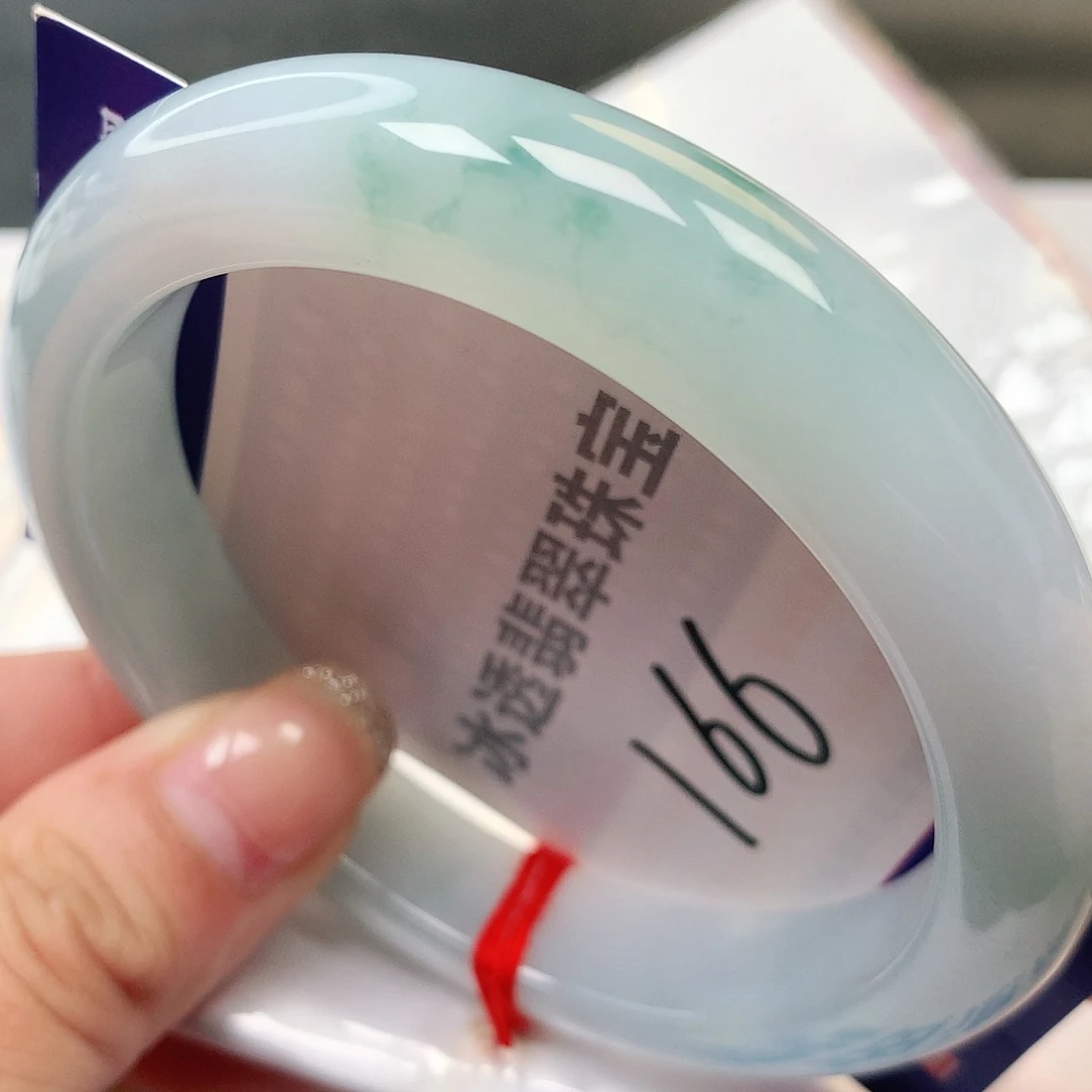 未镶嵌手镯翡翠62大圈口飘花胶润天然翡翠166号
