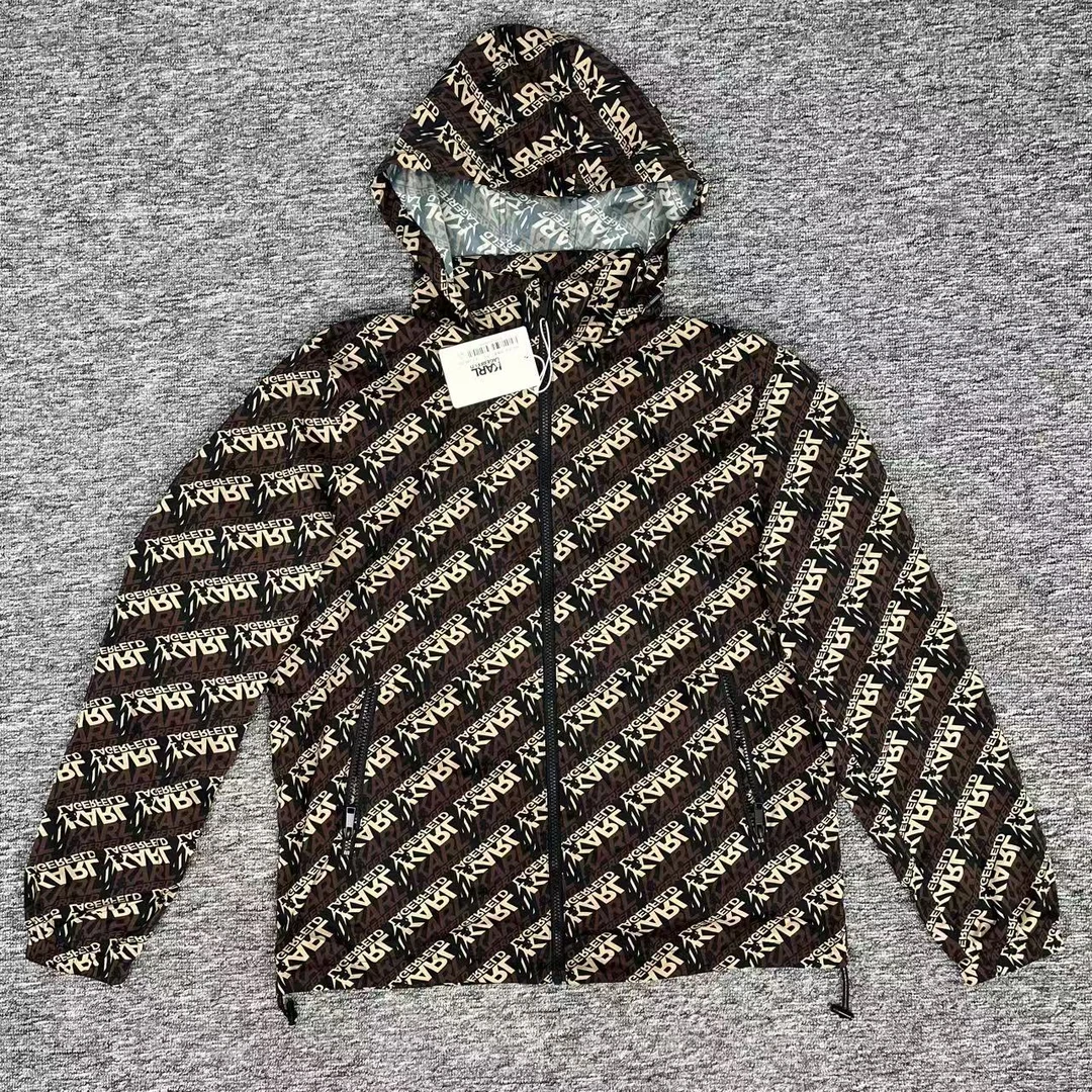 未使用 KARL LAGERFELD/卡尔拉格斐 满印冲锋衣/48码wk1078