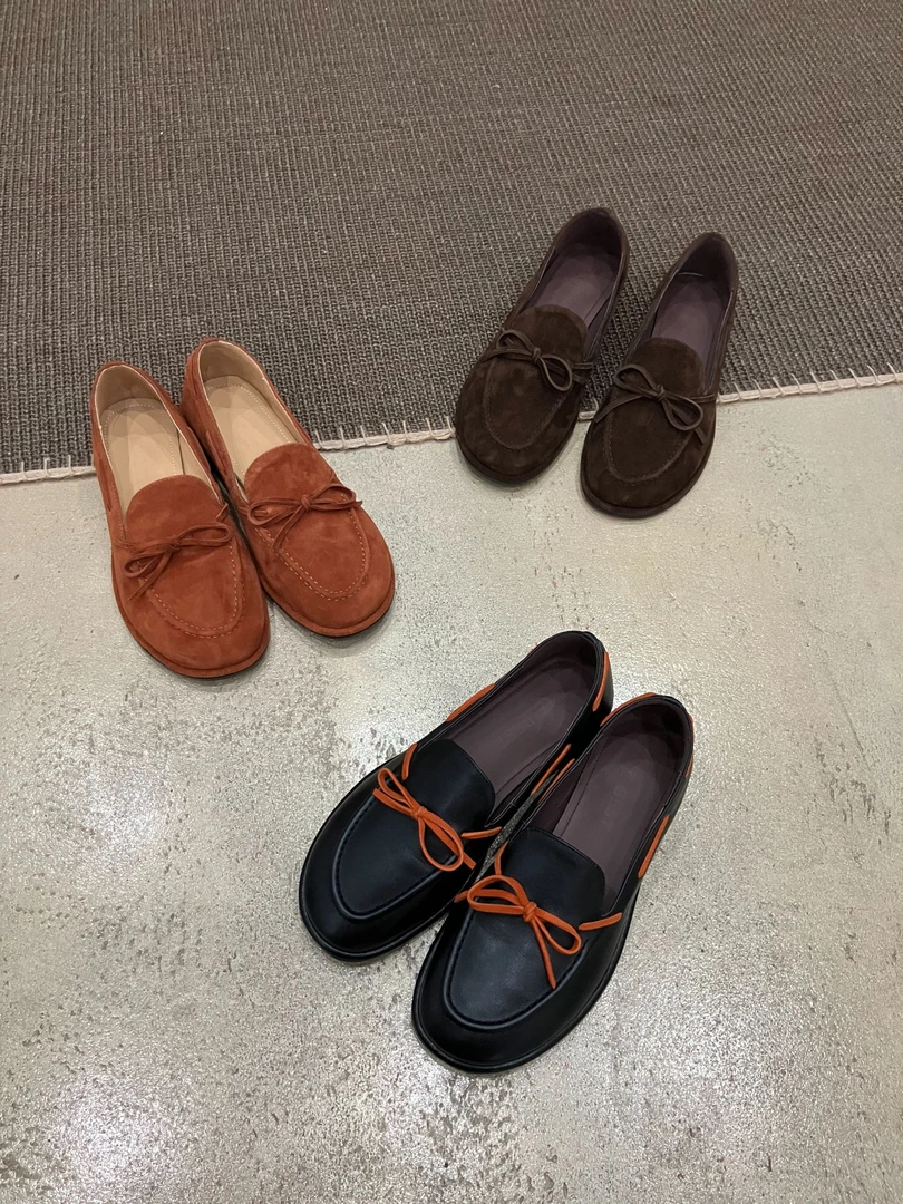 乐福鞋四季圆头一脚蹬法式皮鞋百搭浅口豆豆鞋休闲秋季单鞋