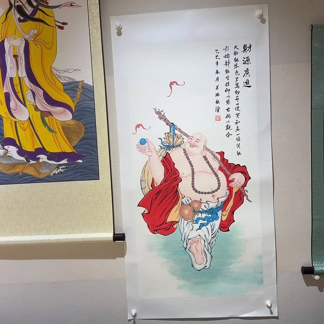 国画弥勒佛一副作品