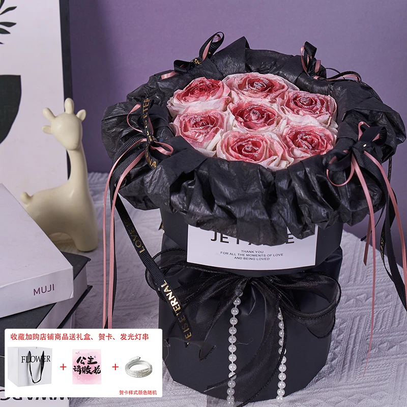 小香风手工纸印花七夕浪漫的仿真花hellokitty花束