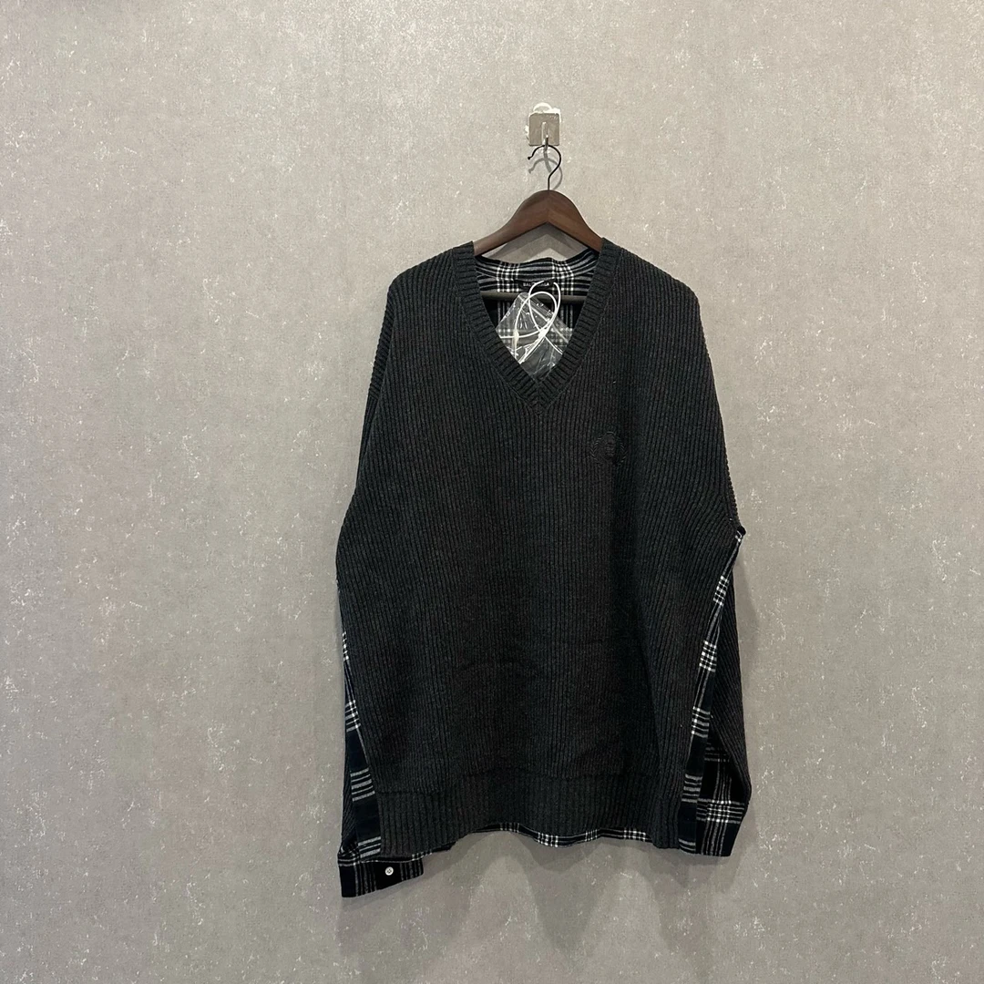 Balenciaga 巴黎世家 格纹印花拼接V领长袖衬衫 S码/99新/003445