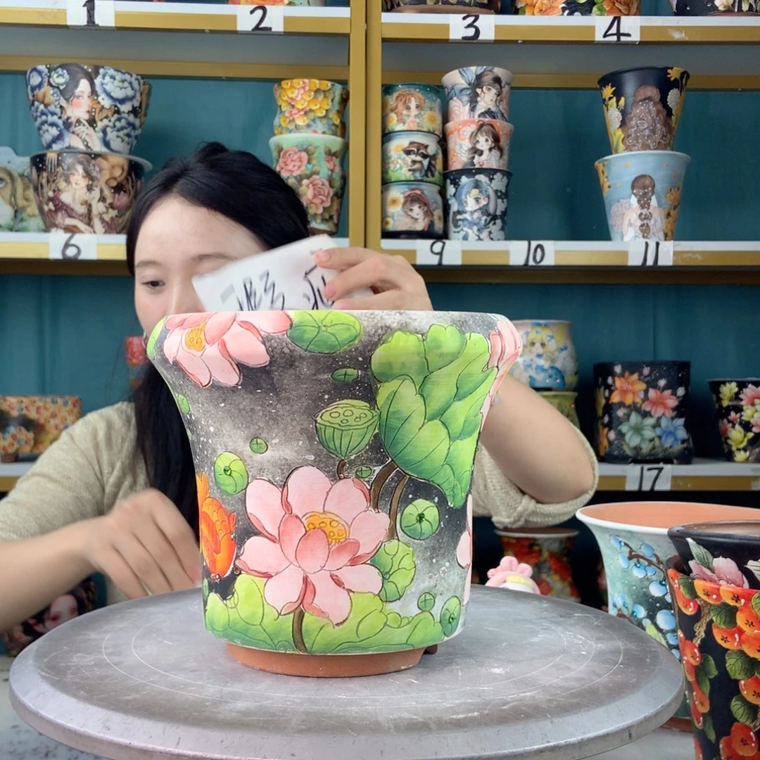 陶景德镇手工花盆973