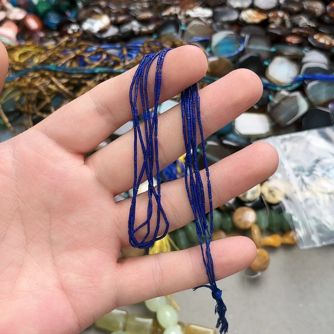 玛瑙/玉髓未镶嵌珠宝半成品1×1青金极细小管一条