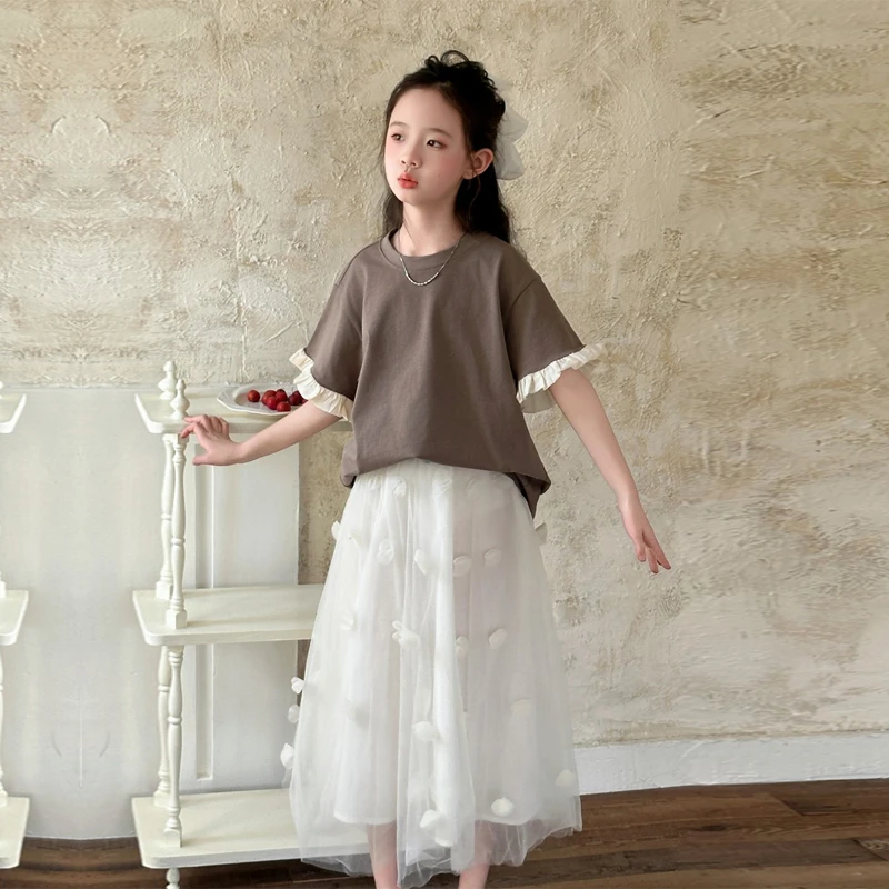 女童夏季短袖2025新款女大童韩版宽松上衣儿童百搭时髦T恤衫夏薄