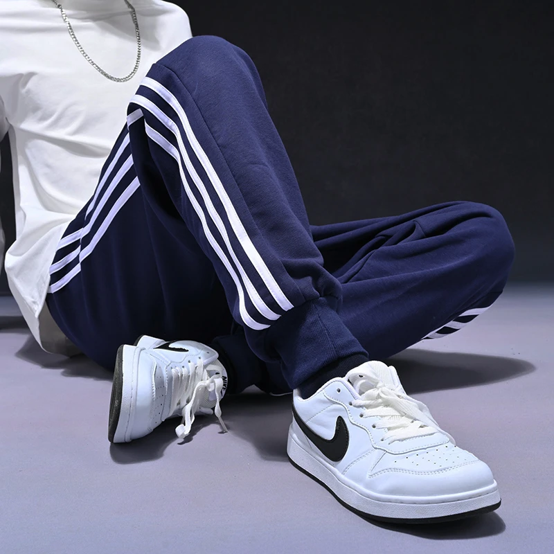 100%棉-直筒束脚运动休闲裤宽松遮肉不过时春秋冬季加绒卫裤裤子