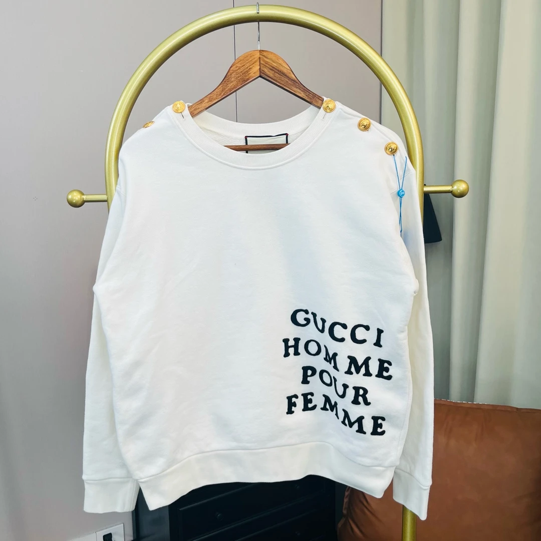 99新 GUCCI/古驰 侧logo白色卫衣 xs码