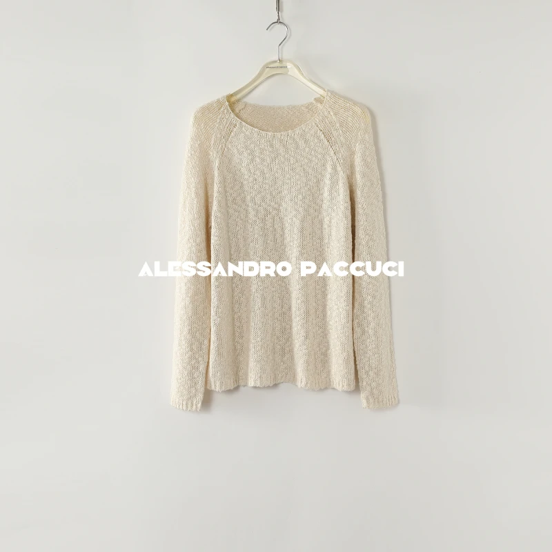 AP洛哥53043ST【真丝豆豆纱】桑蚕丝+棉圆领插肩袖气质长袖套头衫