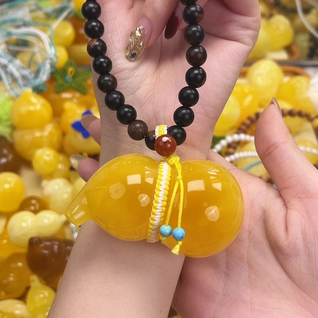 裸石琥珀未镶嵌45.6g焦皮大葫芦