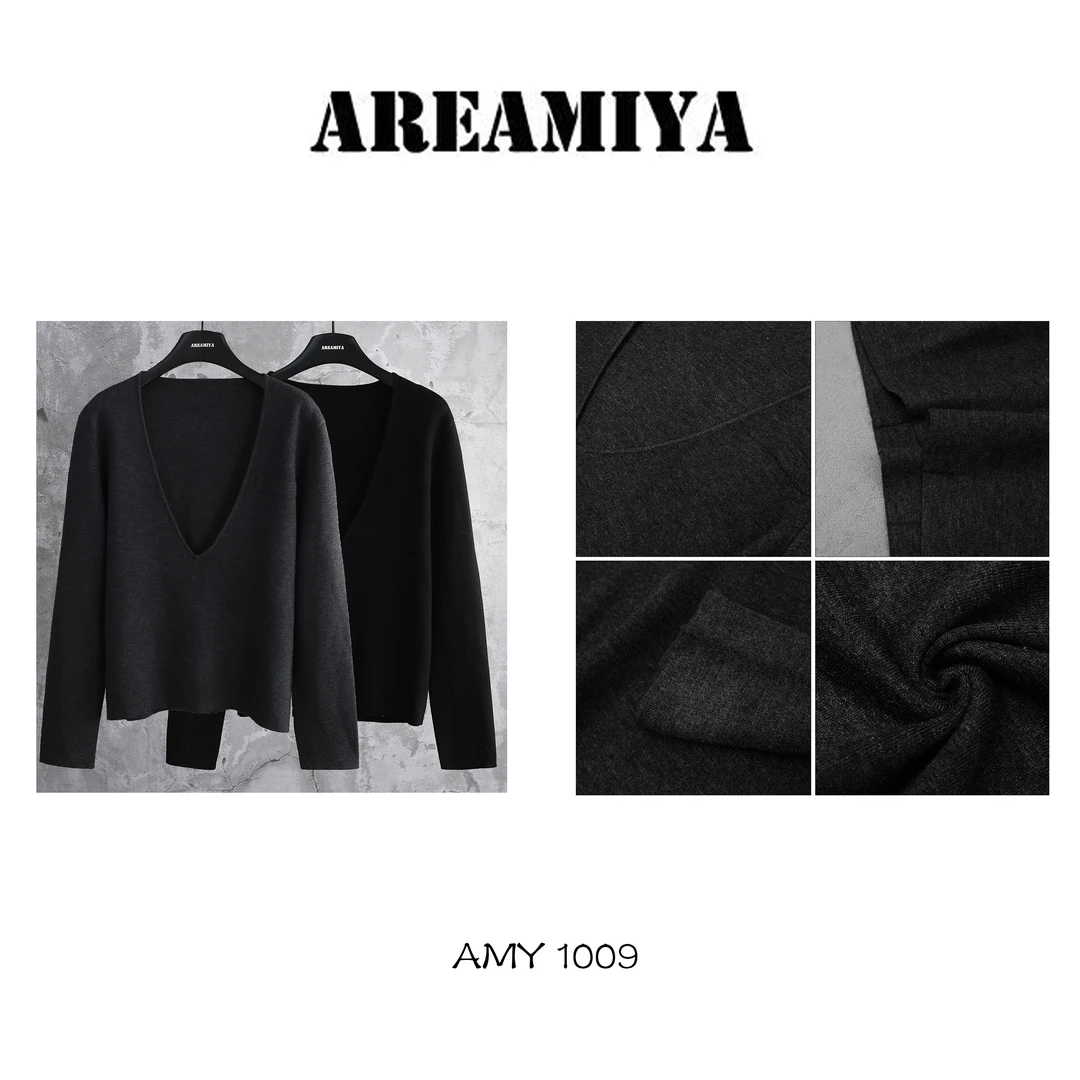 【叠穿王】极简老钱风V领百搭针织上衣AMY1009