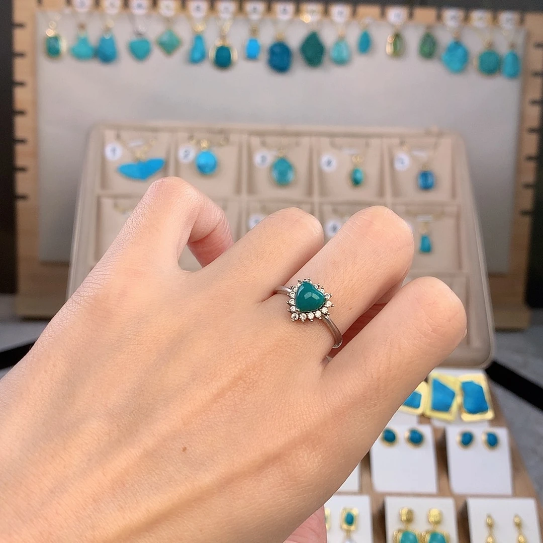 绿松石银S925镶嵌戒指