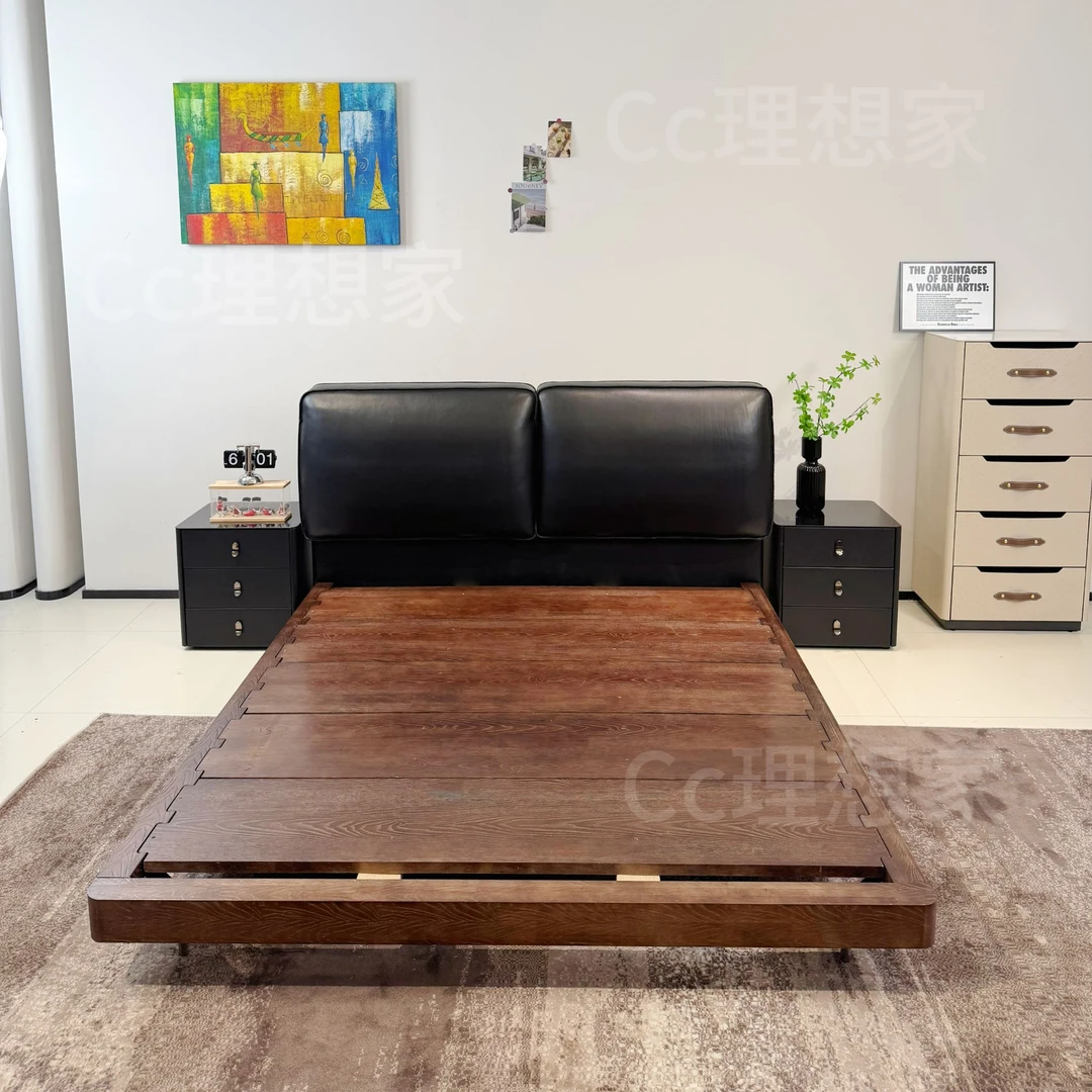 2025款大黑牛头层牛皮主卧床意式轻奢真皮床婚床1.8米家用双人床