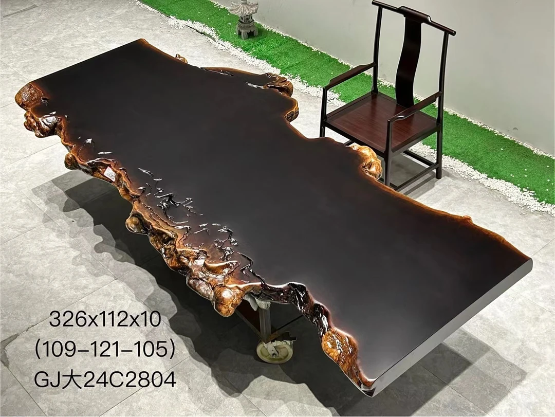 刚果黑檀大板桌茶桌餐桌书桌会意向金链接