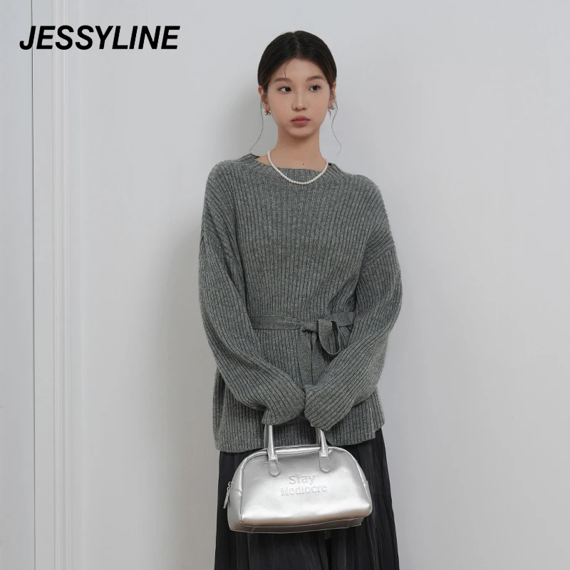 jessyline冬季新款女装 杰茜莱纯色宽松套头毛衣女 442104007