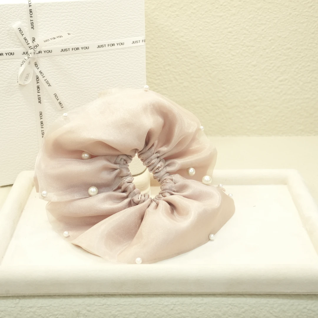 【发圈05】清货 双劈叉双层韩系欧根纱大号钉珠肠圈