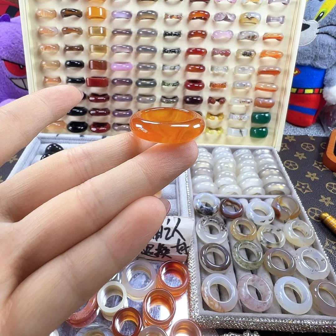 玛瑙/玉髓未镶嵌戒指A12不退换19港20