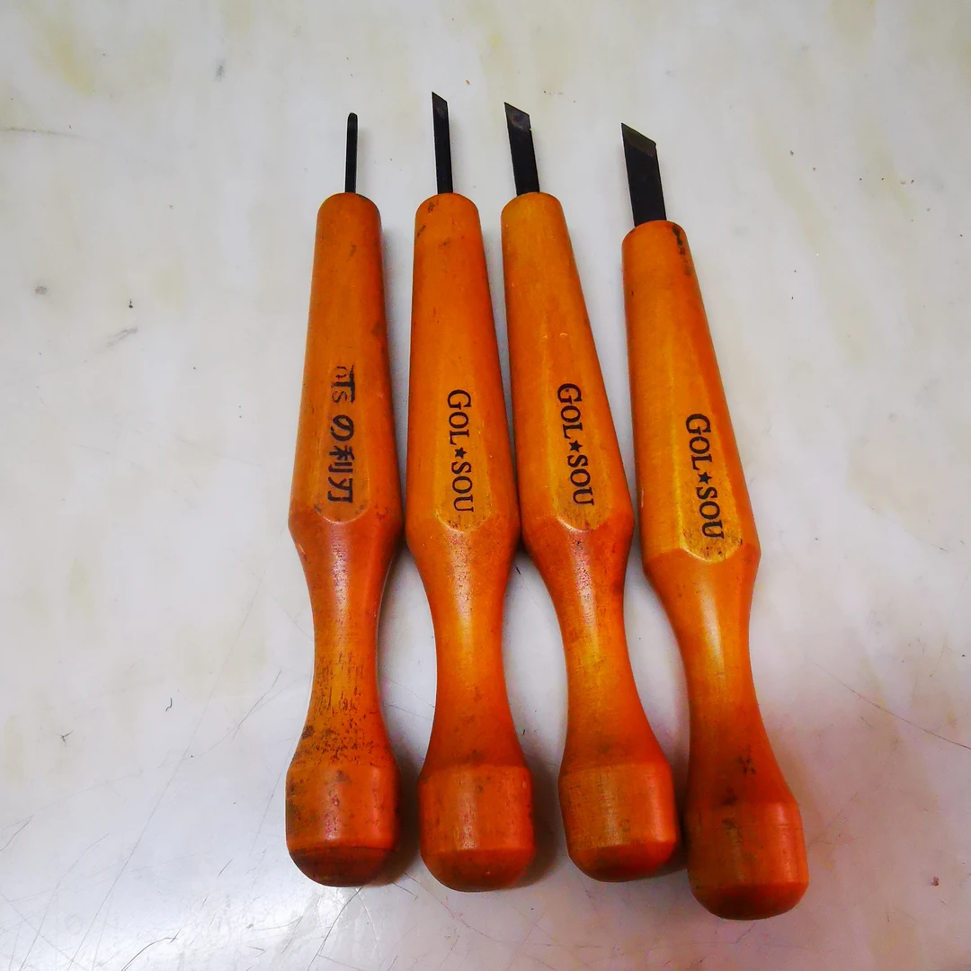 雅青阁葫芦斜角刀一套4把1号最小4号最大刻各种线条各种字刻葫芦