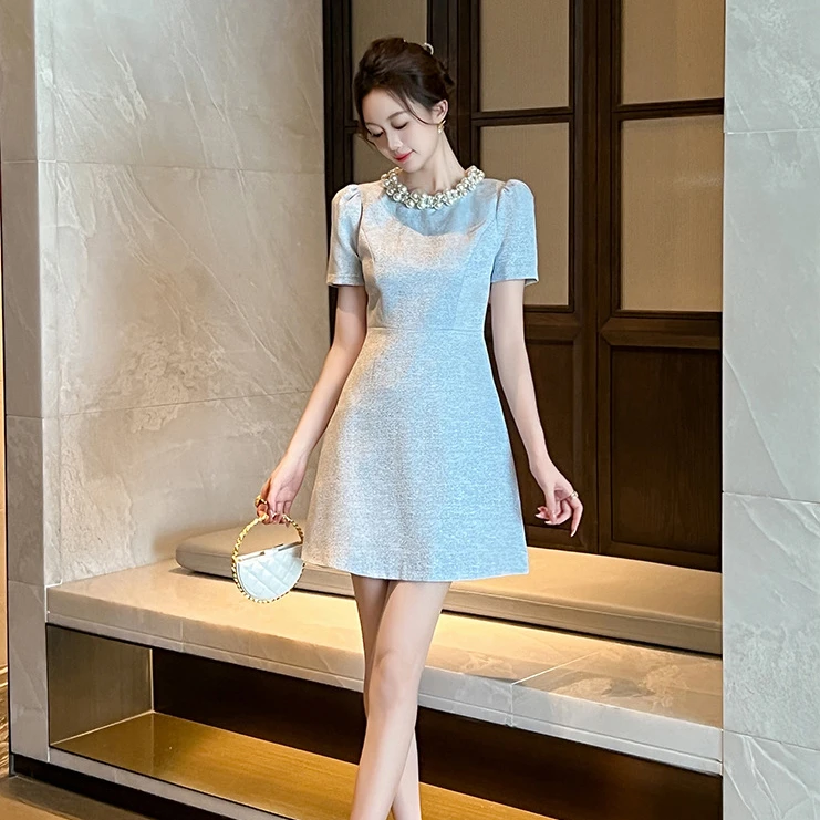 新款轻奢时尚显瘦小个子收腰连衣裙21251