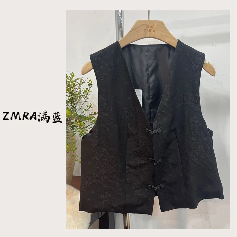 ML10309 秋季新款提花国风女士休闲短款背心马甲