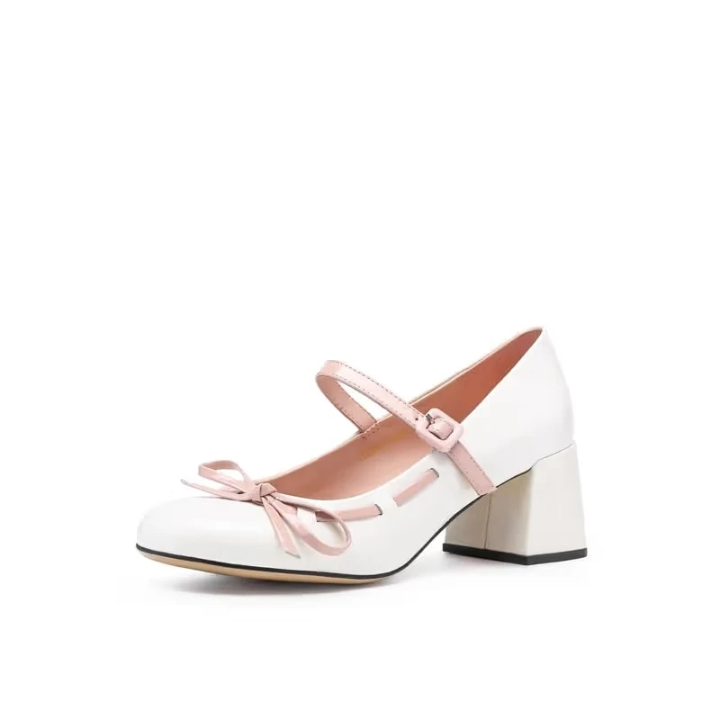 JISEAS玛丽珍鞋女2025春季新款粗高跟浅口单鞋15A2033