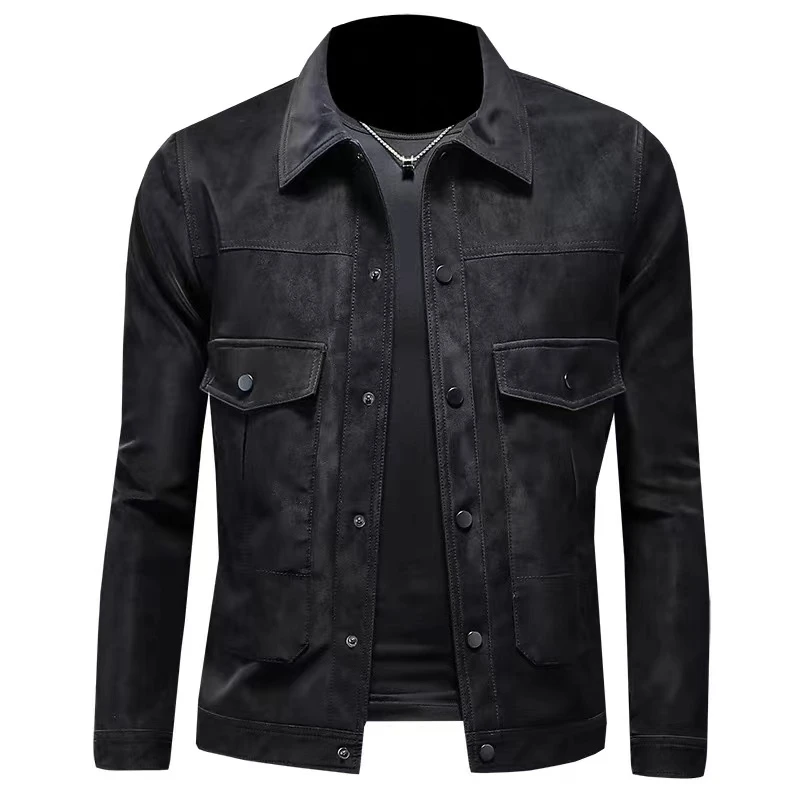 S 601-800直播专用链接 男士翻领黑色休闲男外套春秋百搭潮流